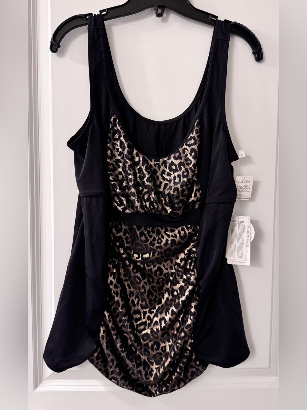 Elomi Wild Thing GatheredTankini ES7420BLK Black & Gold Foil Leopard Animal